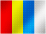 vermelho, amarelo, azul e branco